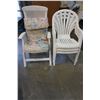Image 1 : 3 WHITE PATIO CHAIRS AND LOUNGE CHAIR