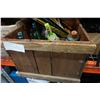 Image 2 : BOX OF HOME DECOR AND WOOD CRATE OF VINTAGE BOTTLES