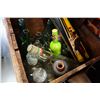 Image 3 : BOX OF HOME DECOR AND WOOD CRATE OF VINTAGE BOTTLES