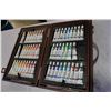 Image 2 : ARTIST KIT IN WOOD BOX W/ ACRYLIC PAINTS