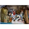 Image 1 : BOX OF RELIGIOUS DECOR, DOME CLOCK, SWAN PLANTER