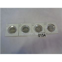 4 CANADIAN SILVER DOLLARS 1968-1971