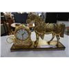Image 2 : UNITED BRASS HORSE CLOCK AND BRASS TABLE LAMP