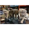 Image 1 : LARGE ELEPHANT FIGURE AND 2 CAT FIGURES