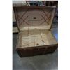 Image 2 : JOHN PARSONS AND SON ANTIQUE ZINC LINED CHEST, LEATHER AND WOOD W/ STICKERS