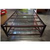 Image 2 : INDUSTRIAL MODERN 2 TIER GLASS TOP COFFEE TABLE