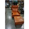 Image 1 : VINTAGE MCM HIGH BACK LOUNGE CHAIR WITH OTTOMAN