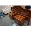 Image 2 : BIRDS EYE ITALIAN QUEENSIZE HEADBOARD AND PAIR OF 2 DRAWER NIGHTSTANDS, MADE IN ITALY