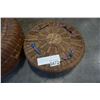 Image 2 : TWO VINTAGE WOVEN BASKETS WITH GLASS AND BEADED DECOR