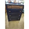 Image 1 : PAINTED BLUE VINTAGE 4 DRAWER DRESSER ON WHEELS