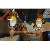 Image 2 : WOOD CHANDELIER W/ AMBER GLASS SHADES