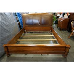 KING SIZE LEATHER HEADBOARD SLEIGH BED FRAME