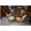 Image 1 : RATTAN ROUND GLASS TOP DINNETTE TABLE W/ 4 ARM CHAIRS
