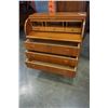 Image 2 : TEAK ROLL TOP DESK, SOLID TAMBER TOP
