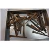 Image 3 : GENEVA CAST IRON ANTIQUE IRON, HORSE SHOES, AND CIGARETTE TIN W/ NAILS