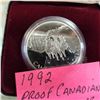 Image 2 : 1992 PROOF CANADIAN SILVER DOLLAR "STAGECOACH" .925 SILVER