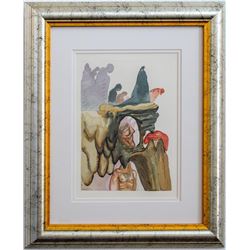 Salvador Dali- Original Color Woodcut on B.F.K. Rives Paper "Hell Canto 23"