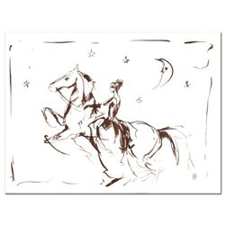 Marta Wiley, "Horse Rider" Original Ink Sketch, Hand Signed and Thumb Printed with Certificate of Au