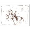 Image 1 : Marta Wiley, "Horse Rider" Original Ink Sketch, Hand Signed and Thumb Printed with Certificate of Au