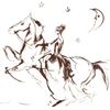 Image 2 : Marta Wiley, "Horse Rider" Original Ink Sketch, Hand Signed and Thumb Printed with Certificate of Au