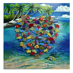 Vera V. Goncharenko- Original Painting on Cutout Steel and Board "Love in the Island"