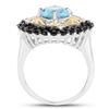 Image 2 : Two Tone Plated 2.85 Carat Genuine Swiss Blue Topaz and Black Spinel .925 Sterling Silver Ring (size