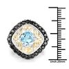 Image 3 : Two Tone Plated 2.85 Carat Genuine Swiss Blue Topaz and Black Spinel .925 Sterling Silver Ring (size