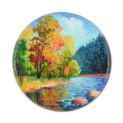 Alexander Antanenka, "Crystal Blue Stream" Original Oil Painting on Canvas, Hand Signed with Certifi