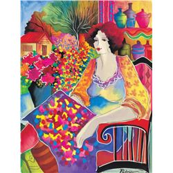 Patricia Govezensky- Original Giclee on Canvas "Lady With Flower View"