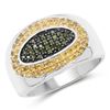 Image 1 : 0.38 Carat Genuine Green Diamond and Yellow Diamond .925 Sterling Silver Ring (size 7)