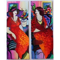 Patricia Govezensky- Set of Two Original Watercolors "Happy Hour"