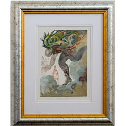 Salvador Dali- Original Color Woodcut on B.F.K. Rives Paper "Hell Canto 24"