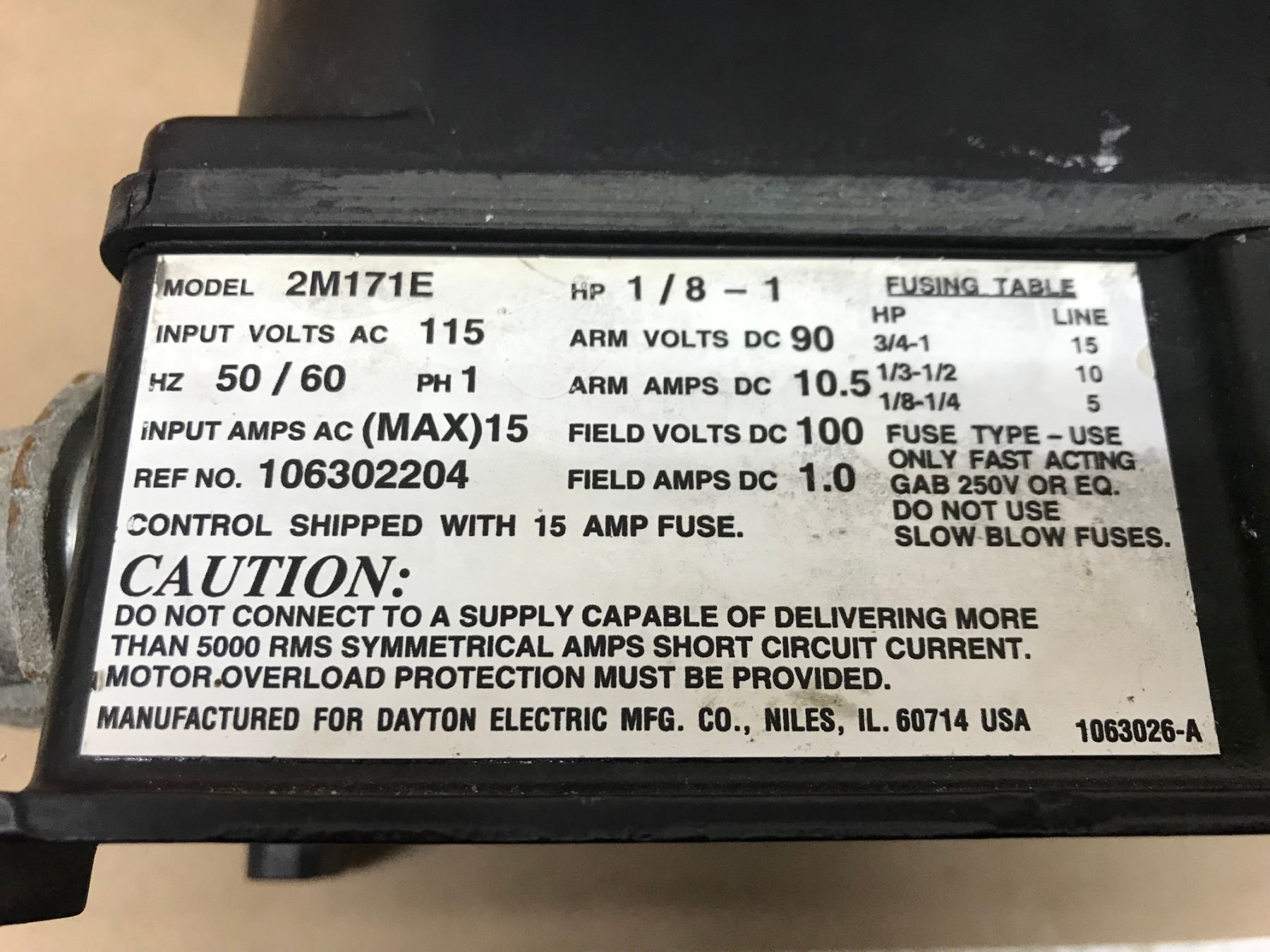 (3) DAYTON 2M171E DC SPEED CONTROL - BTM Industrial