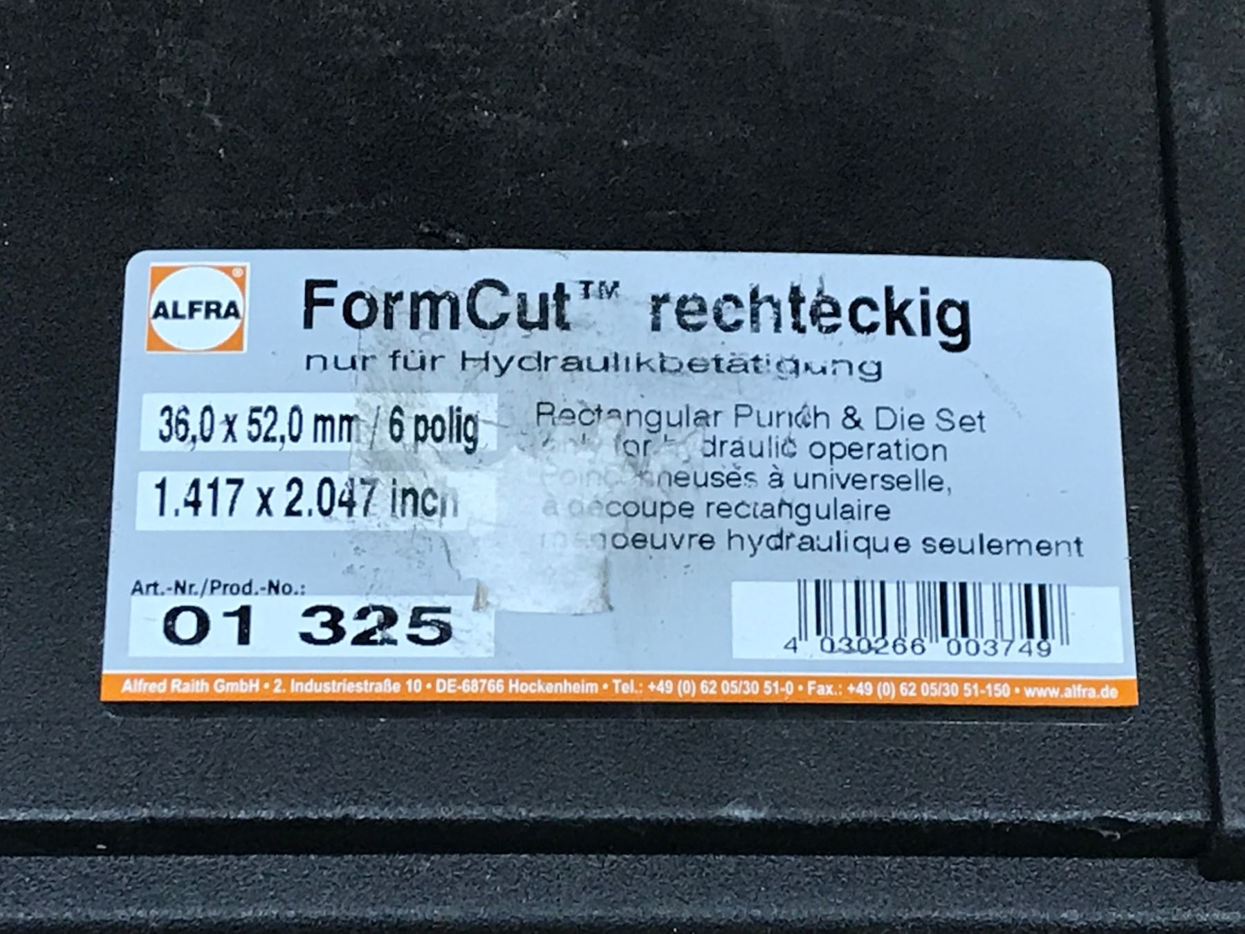 Formcut Brand FORMCUT 01 325 RECTANGULAR PUNCH & DIE SET
