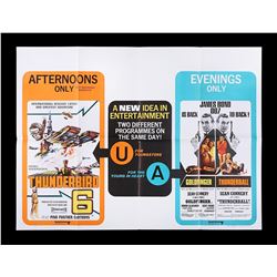 GOLDFINGER (1964) / THUNDERBALL (1965) / THUNDERBIRD 6 (1968) - UK Quad Poster,1968 Re-Release