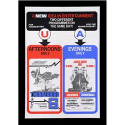 GOLDFINGER (1964) / THUNDERBALL (1965) / THUNDERBIRD 6 (1968) - UK Double Crown Poster, 1968 Re-Rele
