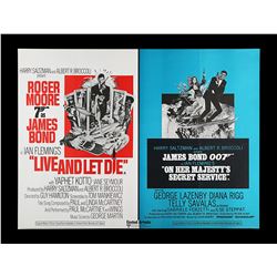 LIVE AND LET DIE (1973) / ON HER MAJESTY'S SECRET SERVICE (1969) - UK Quad Double-Bill Poster, 1974 