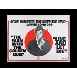 THE MAN WITH THE GOLDEN GUN (1974) / LIVE AND LET DIE (1973) - UK Quad Double-Bill Poster, 1975 Re-R