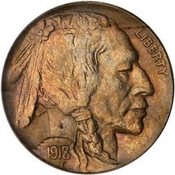 Lot 0880 - 1918/7-D Buffalo 5c PCGS MS64
