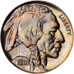 Lot 0909 - 1936 Buffalo Nickel. Type 2 NGC PF67
