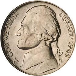 Lot 0919 - 1945-P P/P/P Jefferson Nickel. DDR NGC MS66