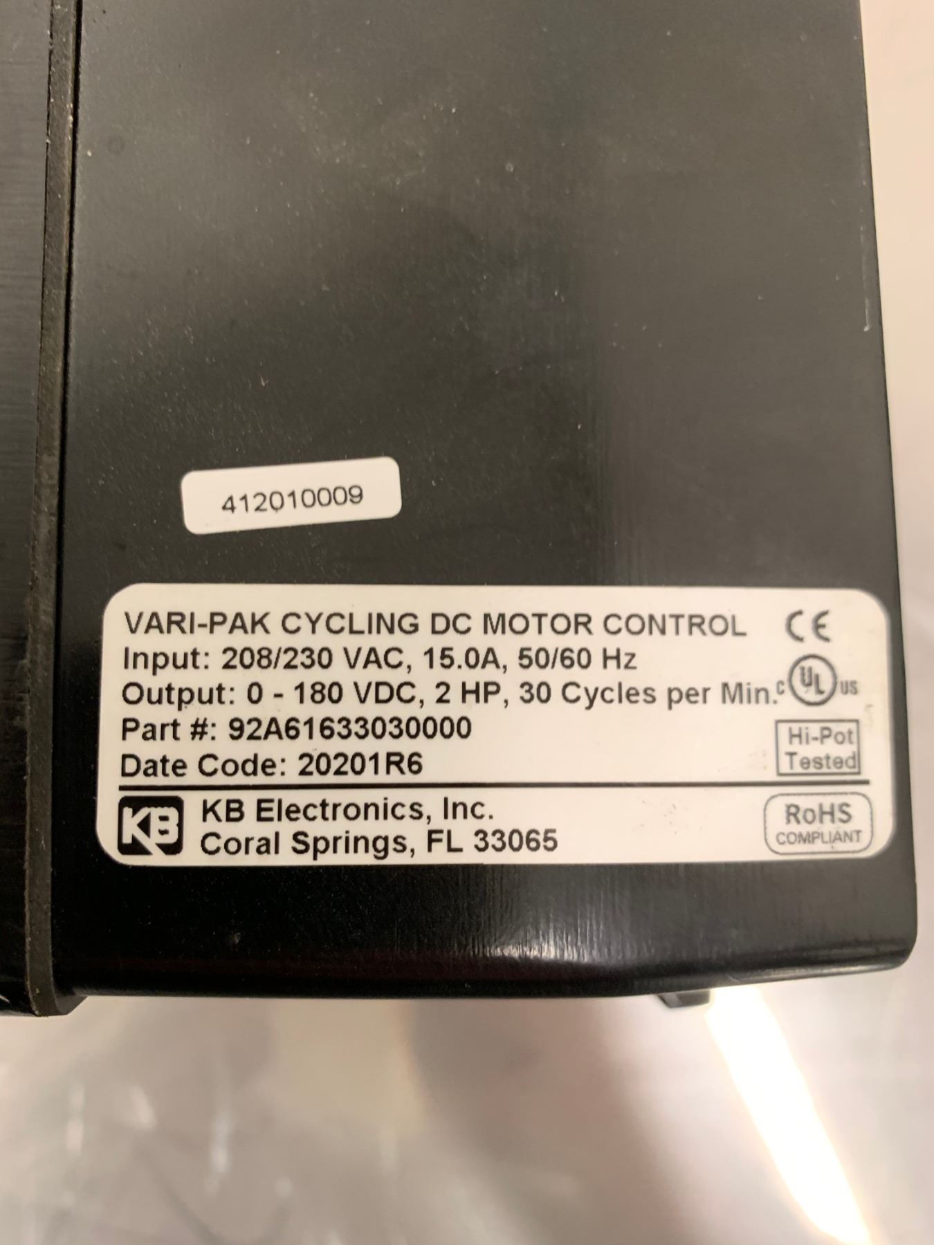 Vari Pak Filter (2) CAMCO NEMA-12 Vari-Pak DC Motor Speed Control