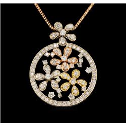 14KT Tri-Tone Gold 2.32 ctw Diamond Pendant With Chain