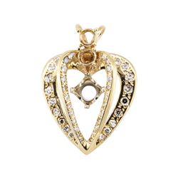 1.00 ctw Diamond Semi-Mount Heart Shaped Pendant - 14KT Yellow Gold