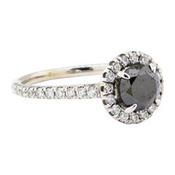 1.46 ctw Black and White Diamond Ring - 14KT White Gold