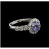 1.33 ctw Tanzanite and Diamond Ring - 14KT White Gold