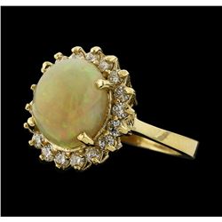 2.82 ctw Opal and Diamond Ring - 14KT Yellow Gold