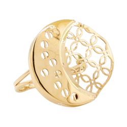 Crescent Moon Motif Ring - 14KT Yellow Gold