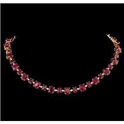 14KT Yellow Gold 44.89 ctw Ruby and Diamond Necklace