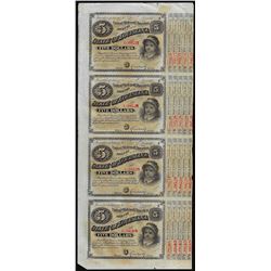 Uncut Sheet of (4) State of Louisiana Baby Bond Obsolete Notes